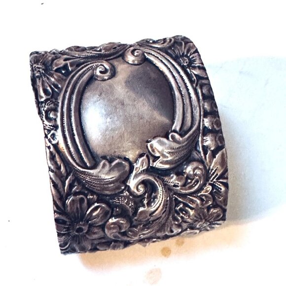 Gorham Sterling Silver Scroll Floral Cuff Bracelet 925 Wide Repoussé Victorian - Picture 2 of 10